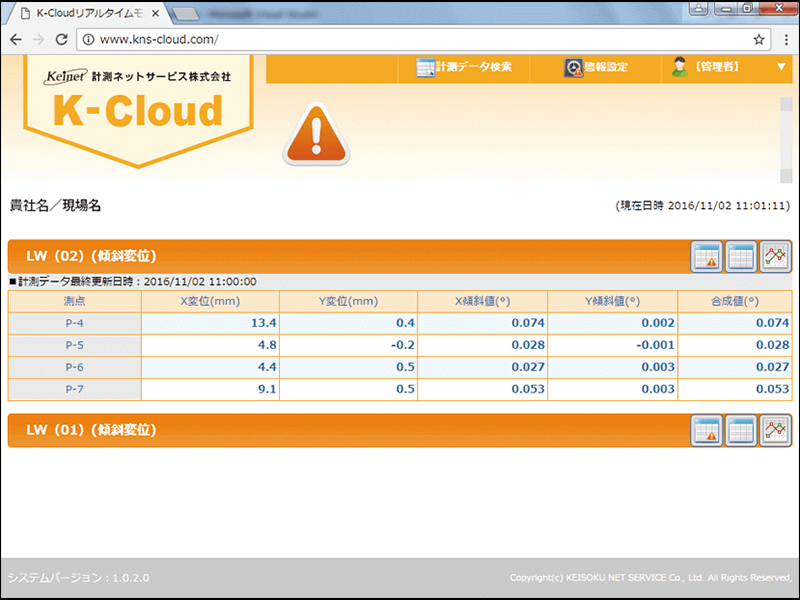WEBブラウザ画面(K-Cloud)