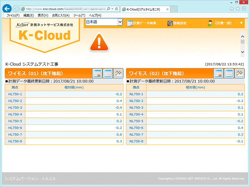 WEBブラウザ画面(K-Cloud)