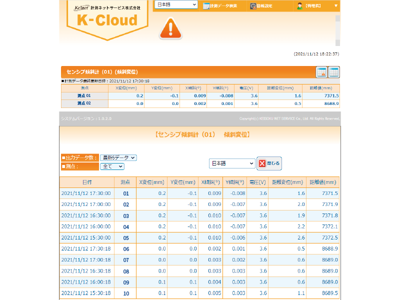 WEBブラウザ画面（K-Cloud）